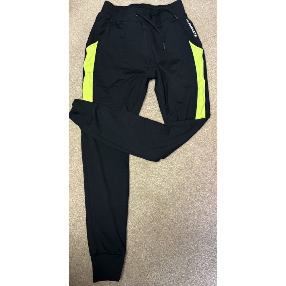 Alphalete Premium V2 Jogger 24” Inseam Black Neon Green Womens Size XS